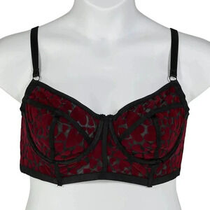 Torrid Curve NWT Womens 1 Bralette Longline Red Heart Velvet Burn Out Coquette
